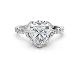 White gold Heart Halo Diamond Pave Band Ring with Four-Prong Setting_15