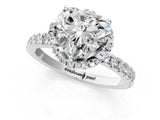 White gold Heart Halo Diamond Pave Band Ring with Four-Prong Setting_16