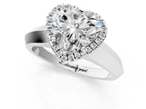 White gold Heart Halo Diamond Ring with Cathedral Band and Four-Prong Setting_81