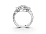 White gold Heart Halo Diamond Ring with Milgrain Bezel and Prong Setting_9