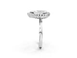 White gold Heart Halo Diamond Ring with Milgrain Edge and Round Prong Setting_28