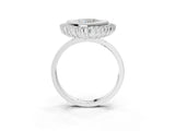 White gold Heart Halo Diamond Ring with Milgrain Edge and Round Prong Setting_29