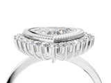 White gold Heart Halo Diamond Ring with Milgrain Edge and Round Prong Setting_30