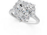 White gold Heart Halo Diamond Ring with Pavé Band and Prong Setting_25