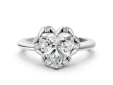 White gold Heart Halo Diamond Ring with Round Cluster Setting, Solitaire Band, and Four-Prong Setting_49