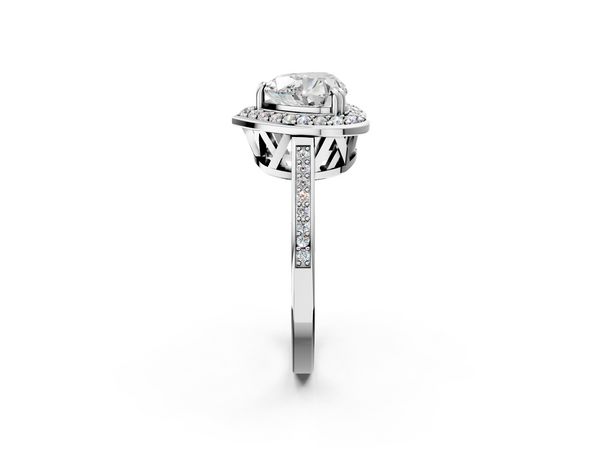 White Gold Heart-Shaped Halo Engagement Ring Setting