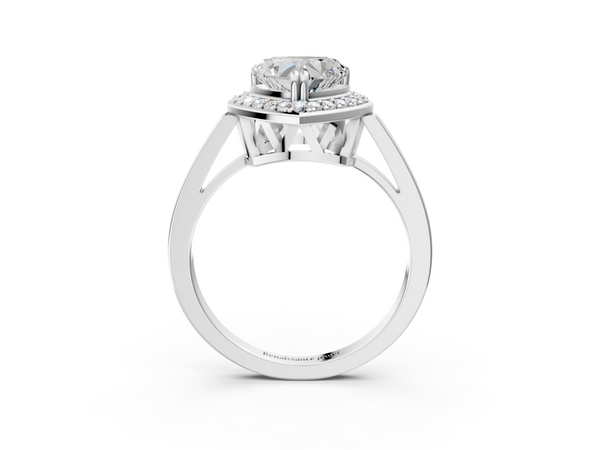 White Gold Heart-Shaped Halo Engagement Ring Setting