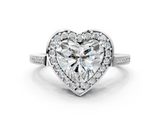 White gold Heart Halo Diamond Ring with Split Shank and Four-Prong Setting_72