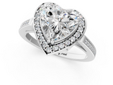 White gold Heart Halo Diamond Ring with Split Shank and Four-Prong Setting_73