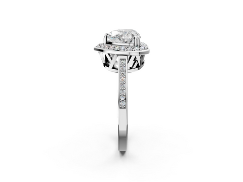 White gold Heart Halo Diamond Ring with Split Shank and Four-Prong Setting_75