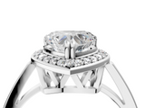 White gold Heart Halo Diamond Ring with Split Shank and Four-Prong Setting_76