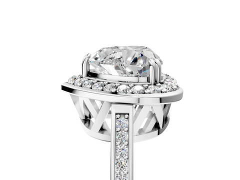 White gold Heart Halo Diamond Ring with Split Shank and Four-Prong Setting_78