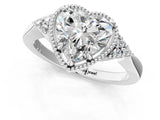 White gold Heart Halo Diamond Ring with Tapered Band and Four-Prong Setting_16