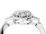 White gold Heart Halo Diamond Ring with Tapered Band and Four-Prong Setting_19