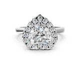 White gold Heart Halo Diamond Solitaire with Pavé Band and Four-Prong Setting_106