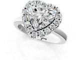 White gold Heart Halo Diamond Solitaire with Pavé Band and Four-Prong Setting_107