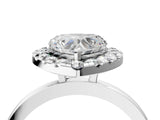 White gold Heart Halo Diamond Solitaire with Pavé Band and Four-Prong Setting_115