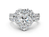 White gold Heart Halo Diamond Split Shank Engagement Ring with Prong Setting_51