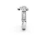 White gold Heart Halo Diamond Split Shank Engagement Ring with Prong Setting_53