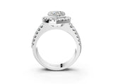 White gold Heart Halo Diamond Split Shank Engagement Ring with Prong Setting_54