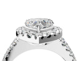 White gold Heart Halo Diamond Split Shank Engagement Ring with Prong Setting_55