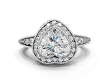 White gold Heart Halo Diamond Split Shank Ring with Milgrain Detail_48