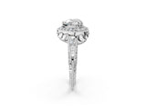 White gold Heart Halo Diamond Split Shank Ring with Milgrain Detail_51