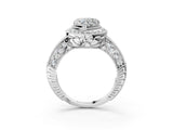 White gold Heart Halo Diamond Split Shank Ring with Milgrain Detail_52