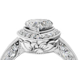 White gold Heart Halo Diamond Split Shank Ring with Milgrain Detail_53