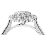 White gold Heart Halo Milgrain Pave Diamond Ring with Four-Prong Setting 4