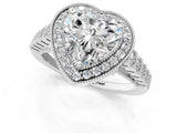 White gold Heart Halo Milgrain Solitaire with Bezel Set Side Stones and Pave Band_33