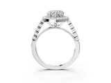 White gold Heart Halo Milgrain Solitaire with Bezel Set Side Stones and Pave Band_35