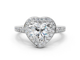 White gold Heart Halo Pavé Diamond Engagement Ring with Bezel Setting_20