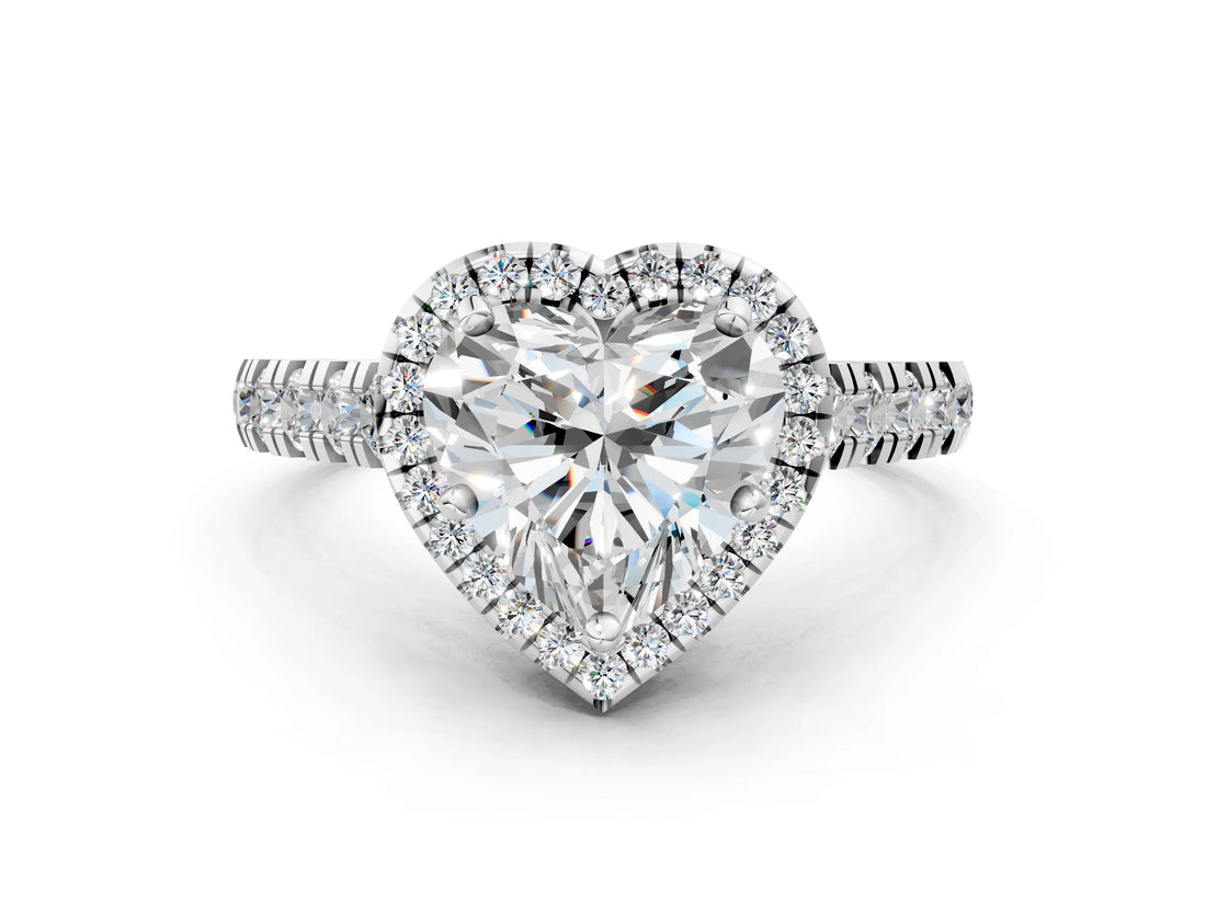 White gold Heart Halo Pavé Diamond Engagement Ring with Four-Prong Setting_26