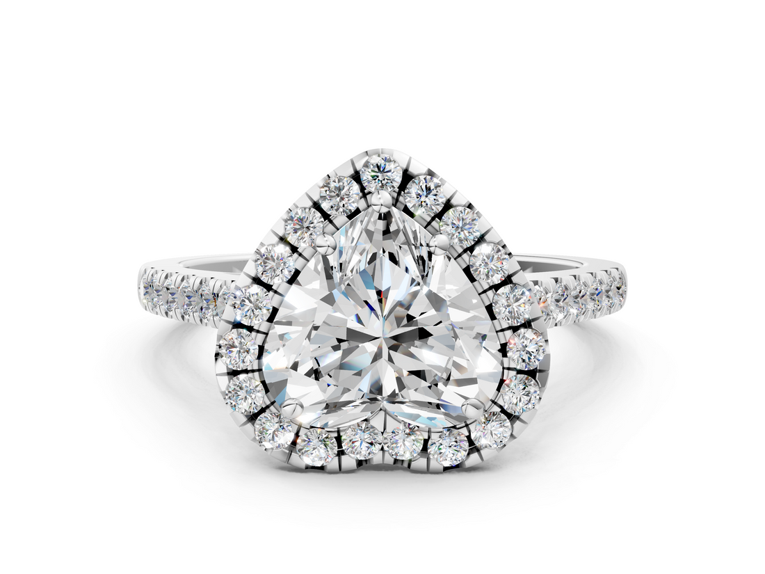 White gold Heart Halo Pavé Diamond Engagement Ring with Four-Prong Setting_3