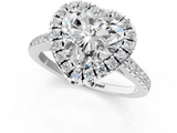White gold Heart Halo Pavé Diamond Engagement Ring with Four-Prong Setting_4