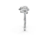 White gold Heart Halo Pave Band Solitaire Ring with Prong Setting_68
