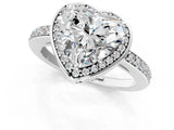 White gold Heart Halo Pave Band Solitaire Ring with Prong Setting_68