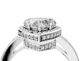 White gold Heart Halo Pave Band Solitaire Ring with Prong Setting_70
