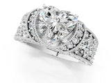 White gold Heart Halo Pave Diamond Engagement Ring with Milgrain Detailing_68
