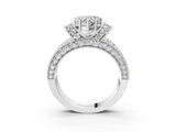 White gold Heart Halo Pave Diamond Engagement Ring with Milgrain Detailing_70
