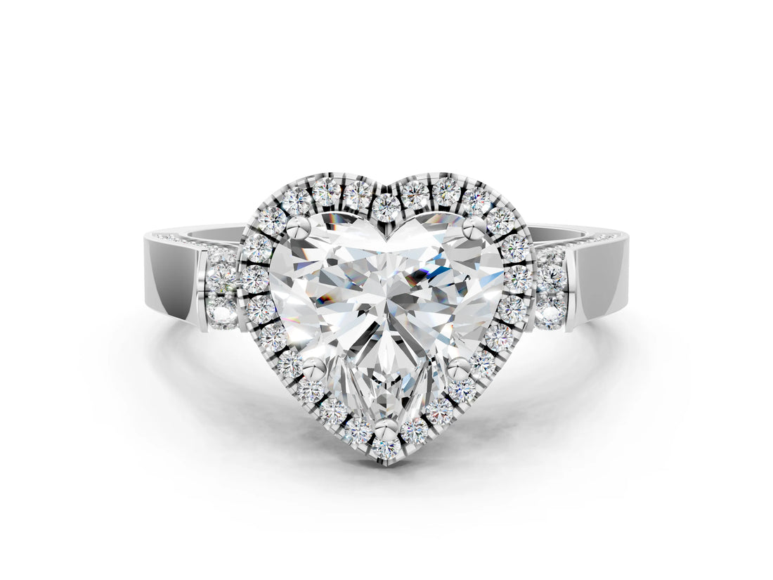 White gold Heart Halo Pave Split Shank Prong Setting Ring_57