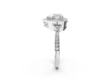 White gold Heart Halo Round Diamond Milgrain Pave Engagement Ring_11