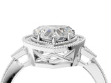White gold Heart Halo Round Diamond Milgrain Pave Engagement Ring_13