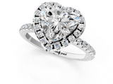 White gold Heart Halo Round Diamond Pavé Band Four-Prong Ring_4