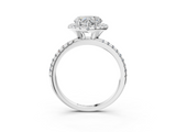 White gold Heart Halo Round Diamond Pavé Band Four-Prong Ring_6