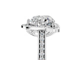 White gold Heart Halo Round Diamond Pave Band with Four-Prong Setting_43