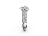 White gold Heart Halo Round Diamond Pave Band with Prong Setting 2