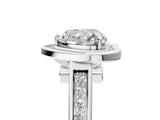 White gold Heart Halo Solitaire Diamond Ring with Pave Band and Bezel Setting_125
