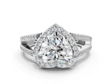 White gold Heart Halo Split Shank Diamond Ring with Four-Prong Setting_36